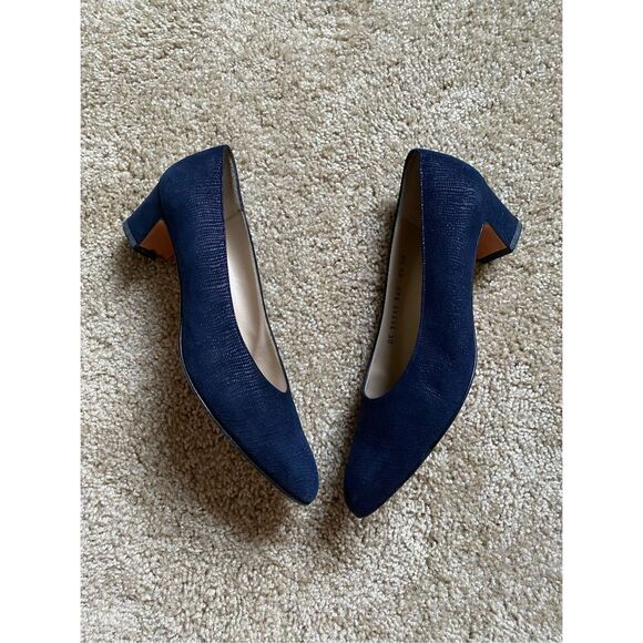 Salvatore Ferragamo Vintage Navy Blue Pumps, Block Heels, Size 8.5 - Picture 1 of 16